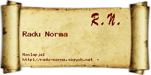 Radu Norma névjegykártya